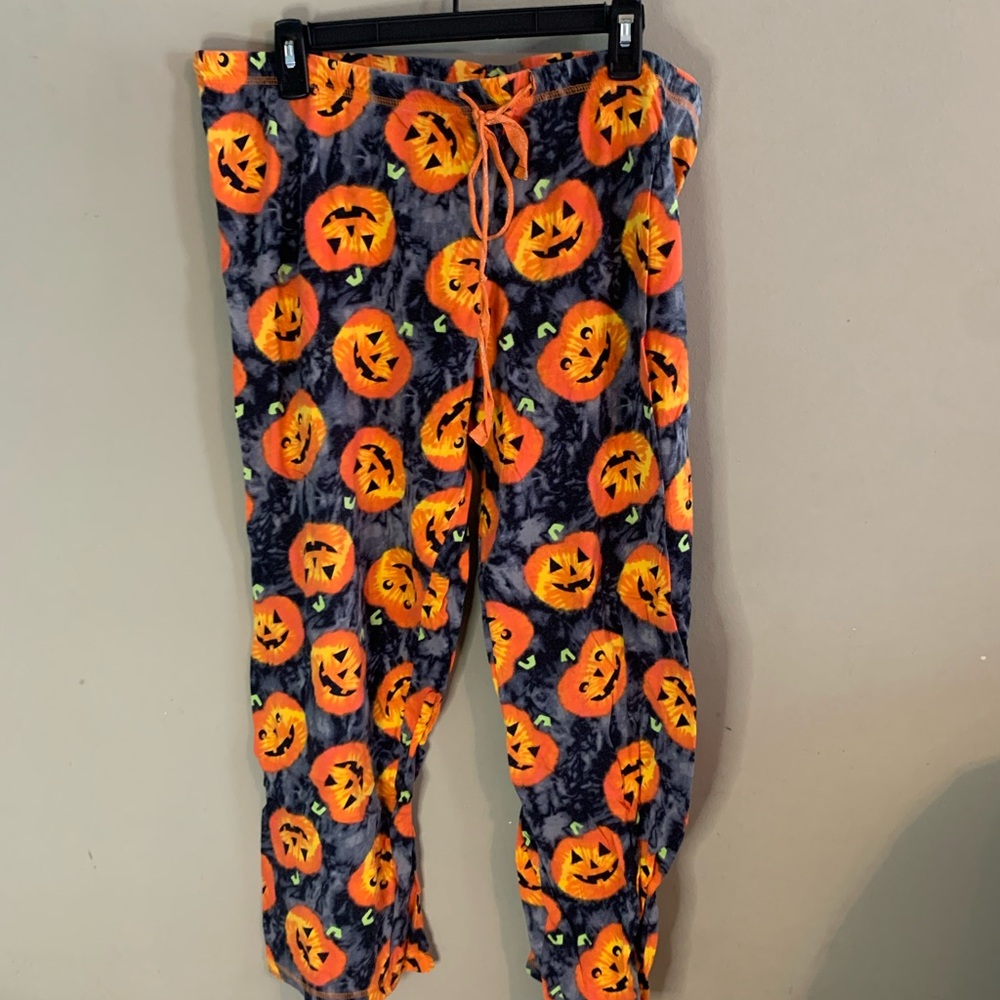 Halloween Pumpkin Pajama Pants Orange and Black